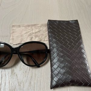 Bottega Veneta Black Sunglasses with Brown Lenses